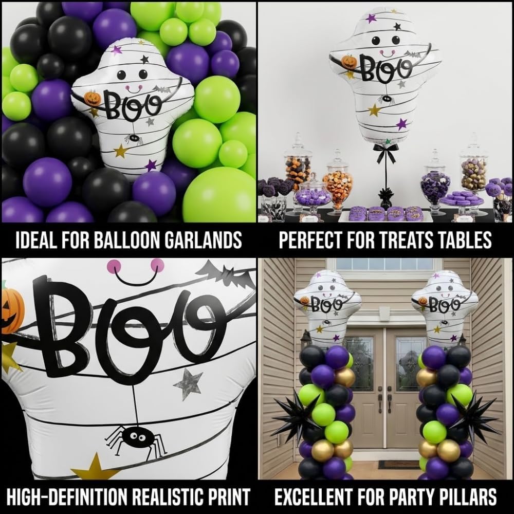 PMU 10 Pc Mummy Ghost 25in Balloon for Halloween Party Spooky Decorations