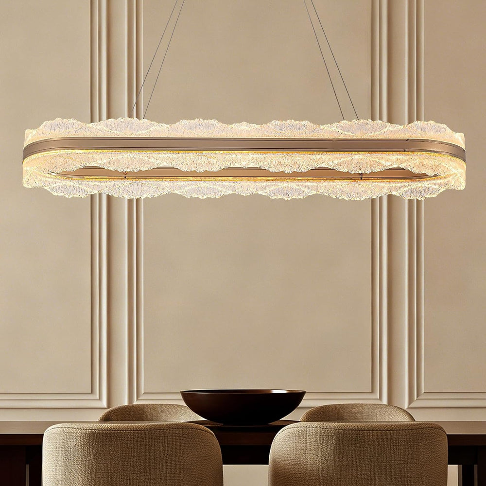 Rectangle LED Chandelier, ๐๐๐.๐" Modern Gold Chandelier Light fixture, H...