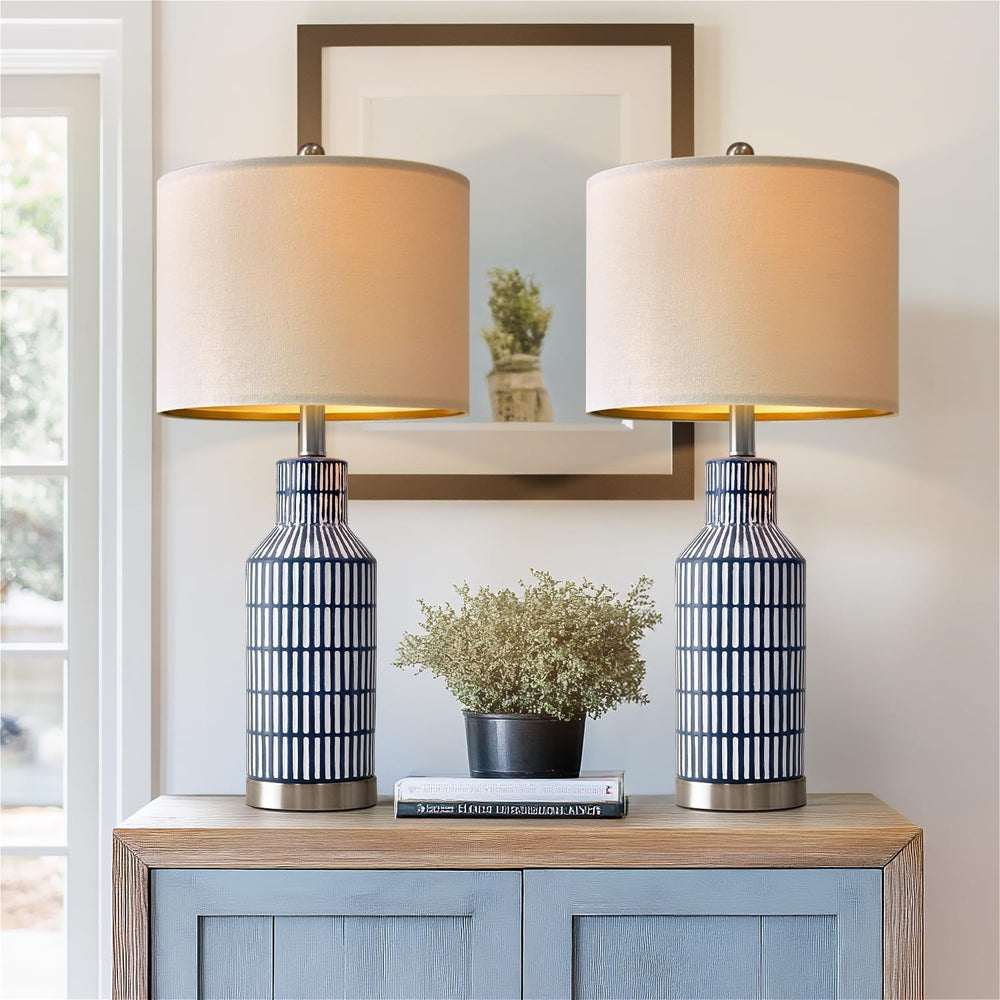 USumkky 25" Modern Ceramic Lamps Single Table Lamp for Living Room Bedro...