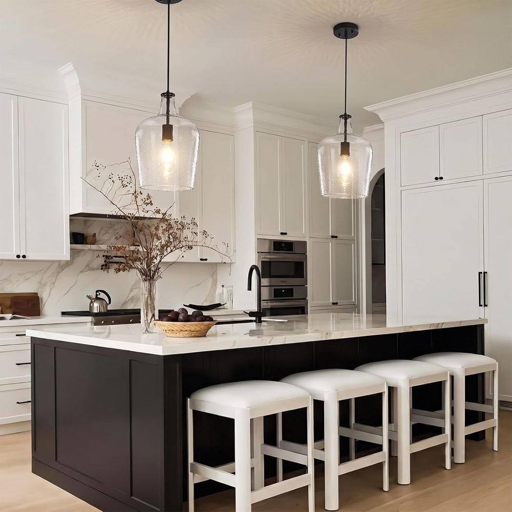 9.3" Blown Glass Pendant Lighting for Kitchen Island,Black Large Pendant...