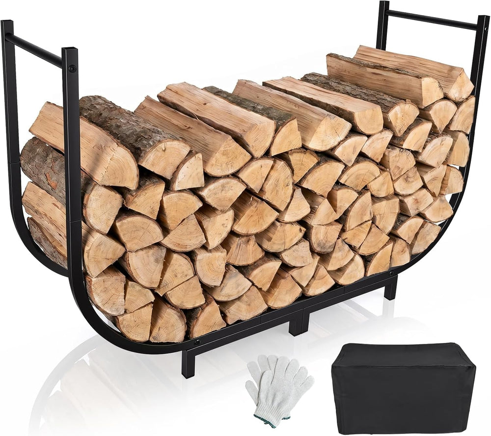 Firewood Rack Outdoor w Thicken Cover, 40 Inch Indoor Large Firewood Rack-Sta...