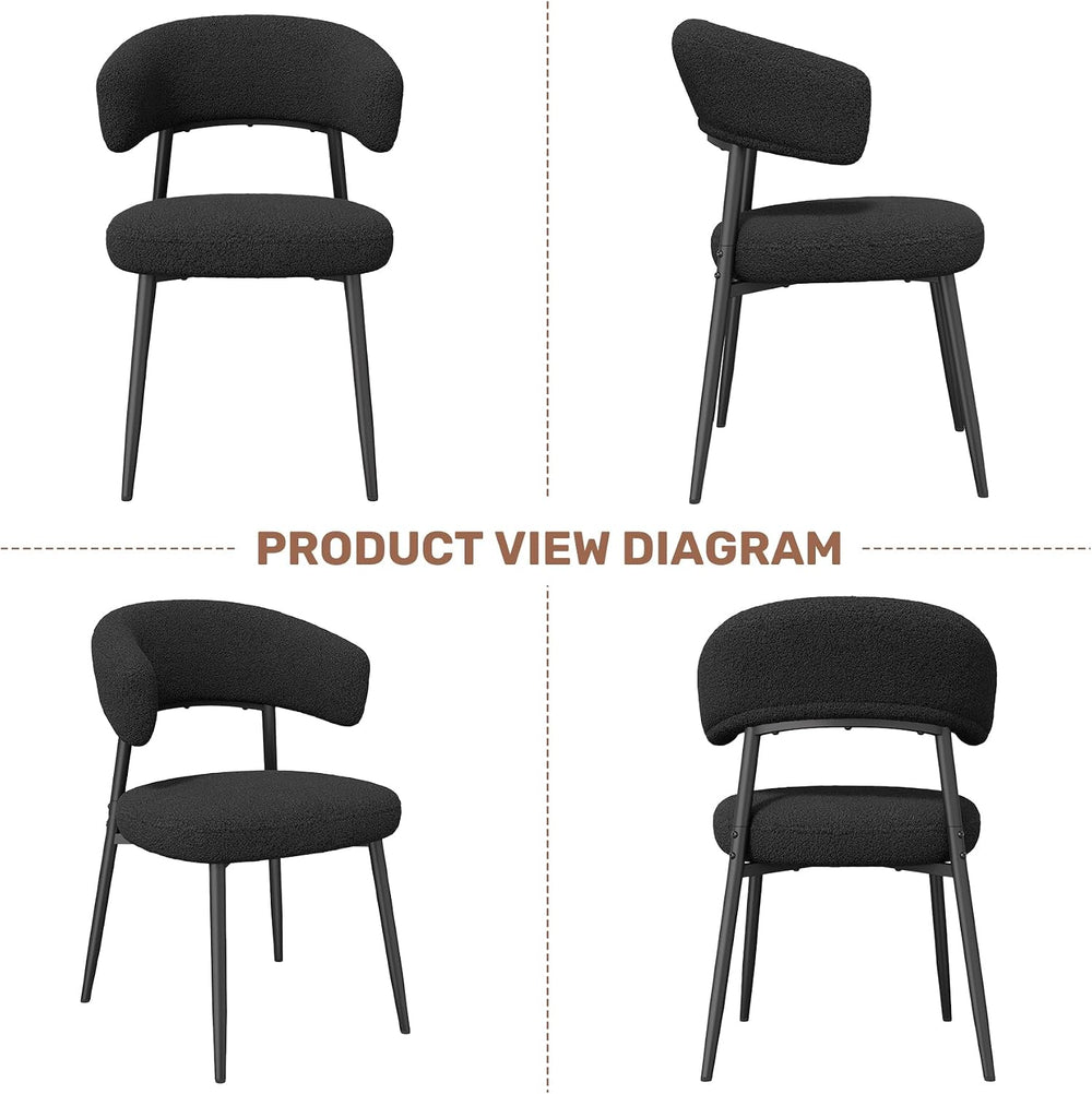 Dining Chairs Set of 2, Mid Century Modern Kitchen Chairs, Boucle Upholstered...