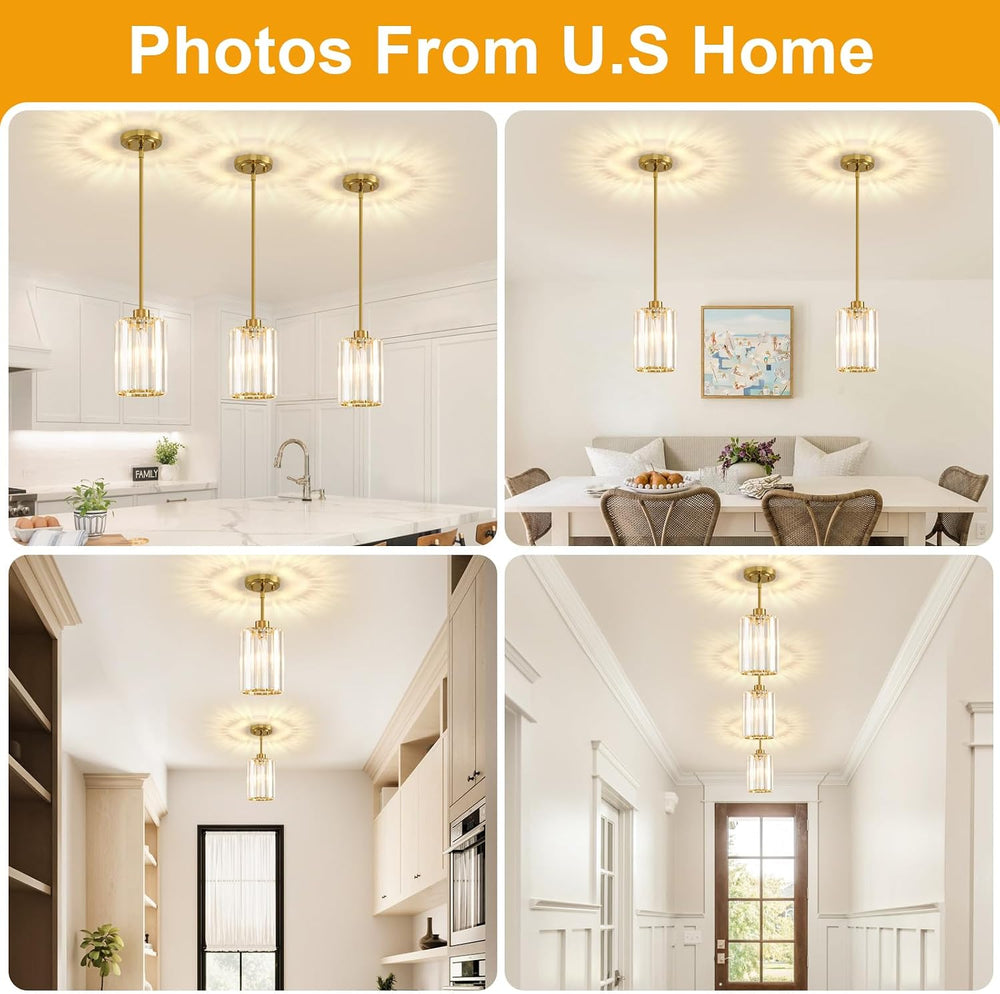 2 Pack Pendant Lights Kitchen Island, Modern Gold Pendant Light Fixtures, Min...
