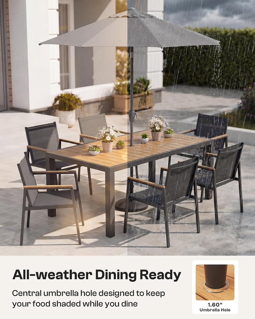 Outdoor Dining Set for 8, Aluminum Patio Table and Chairs Set, 10-Piece All W...