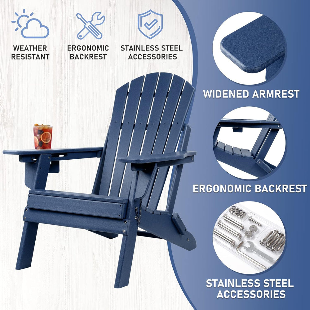 Oversized Folding Adirondack Chair Set of 4 with Adjustable Backrest 400LBS