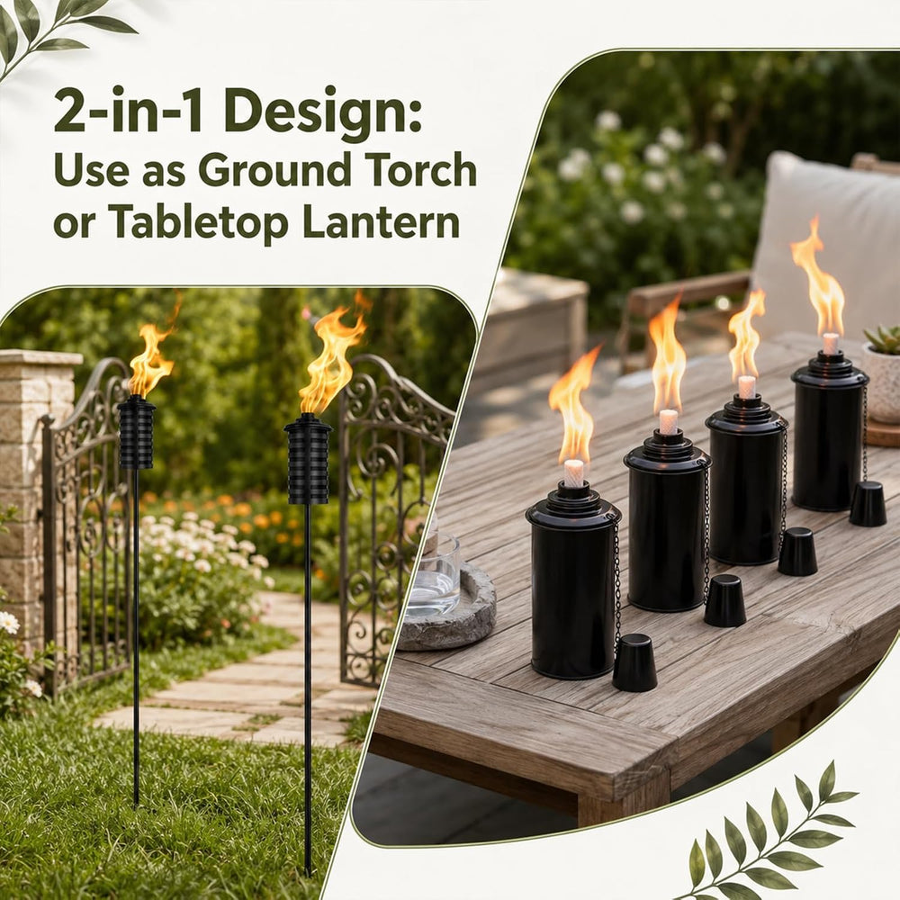 6-Pack Home Garden Torch , 16 Oz Outdoor Black Metal Torch Garden Décor ,60-I...