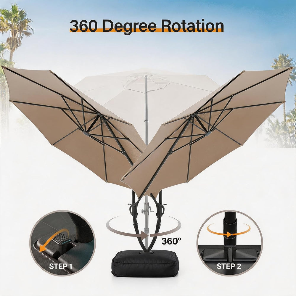 LAUSAINT HOME Outdoor Patio Umbrella with Base included, 11 FT Deluxe Curvy C...