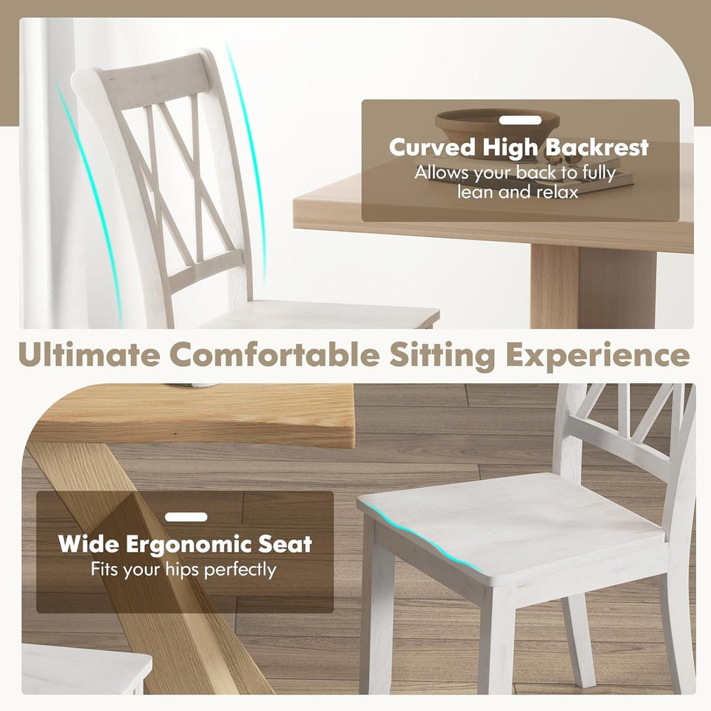 GOFLAME Wooden Dining Chairs Set of 4, Mid Century Farmhouse Kitchen Chairs w...