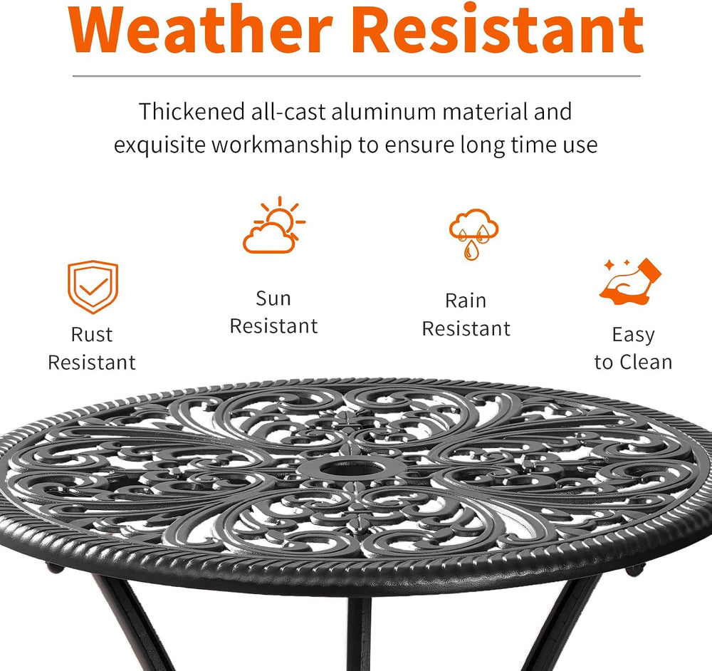Bistro Set 3 Piece Outdoor, Bistro Table and Chairs Set of 2, All Weather Pat...