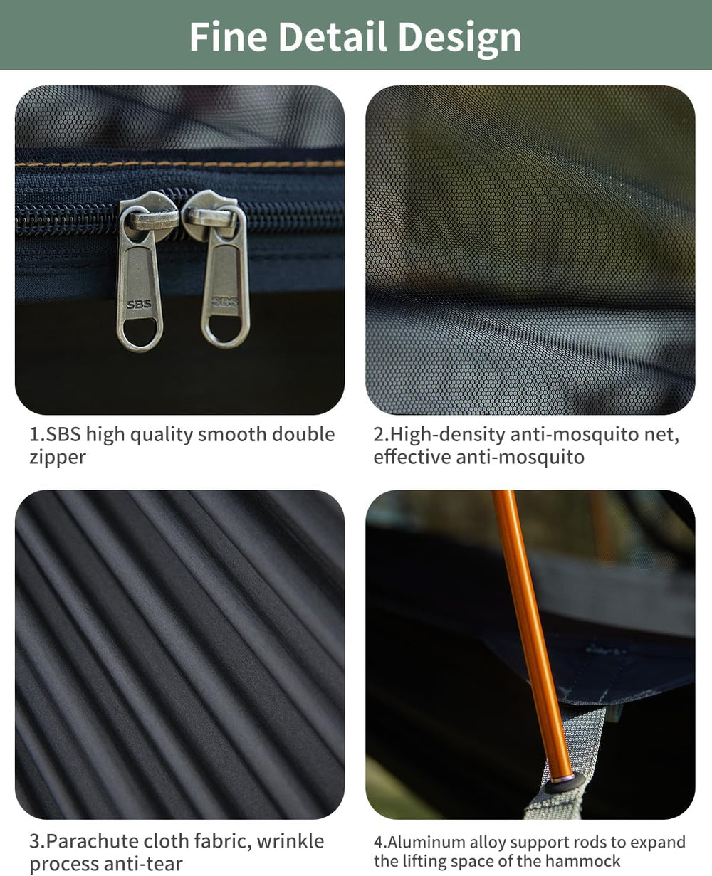 3-in-1 Camping Hammock Tent with Mosquito Net & UV Sunshade