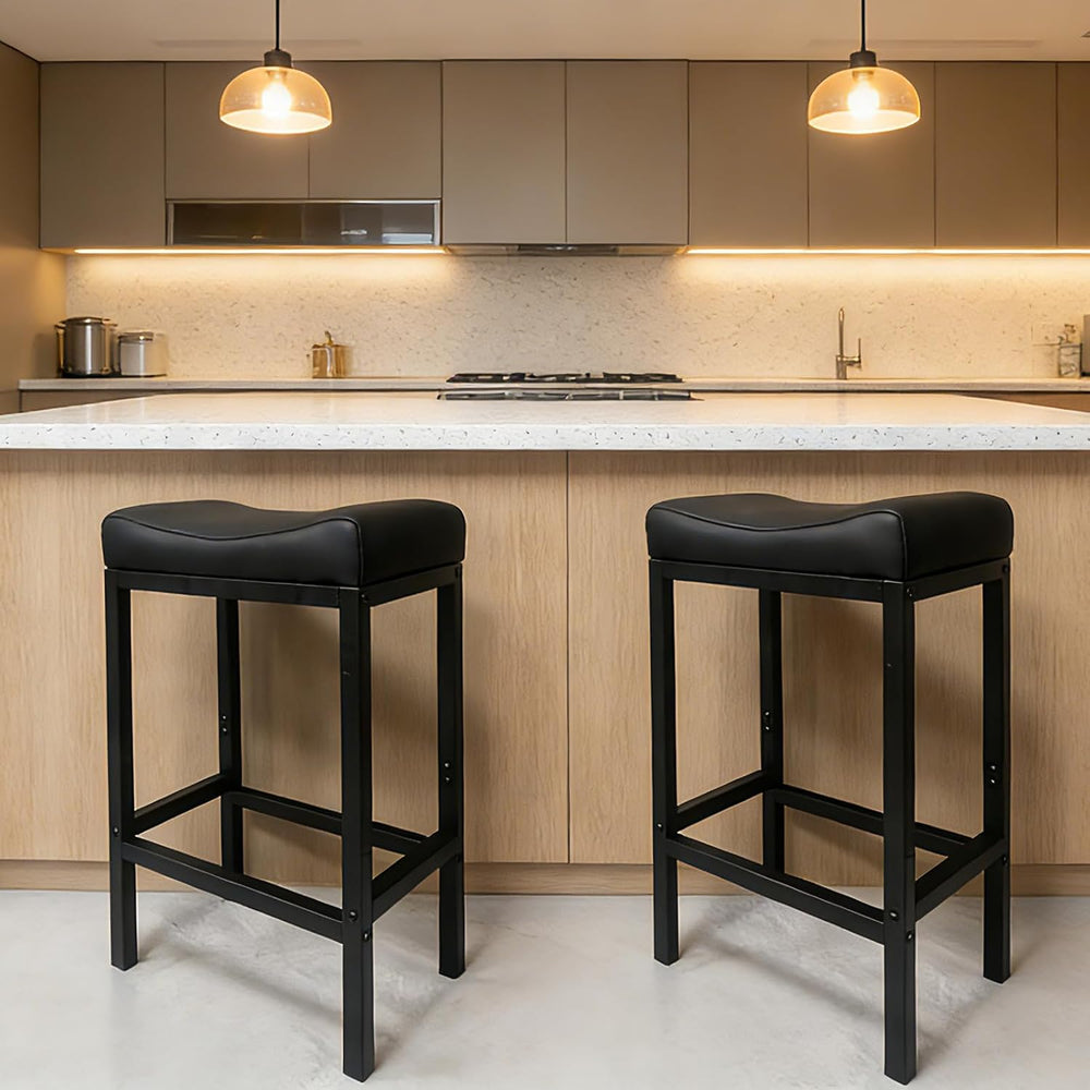 Bar Stools Set of 2, 30 Inch Backless Counter Height Bar Stools with Soft Fau...