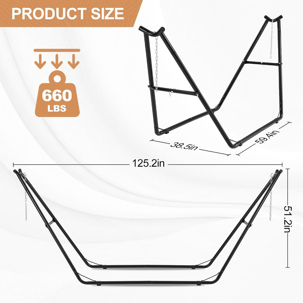 Homgava Universal 2-Person Hammock Stand, 660LBS Capacity,Black