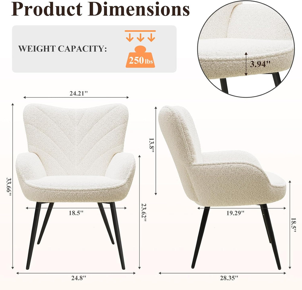 MALOL Mid-Century Sherpa Upholstered Accent Chair, Cozy Armchair with Curved ...