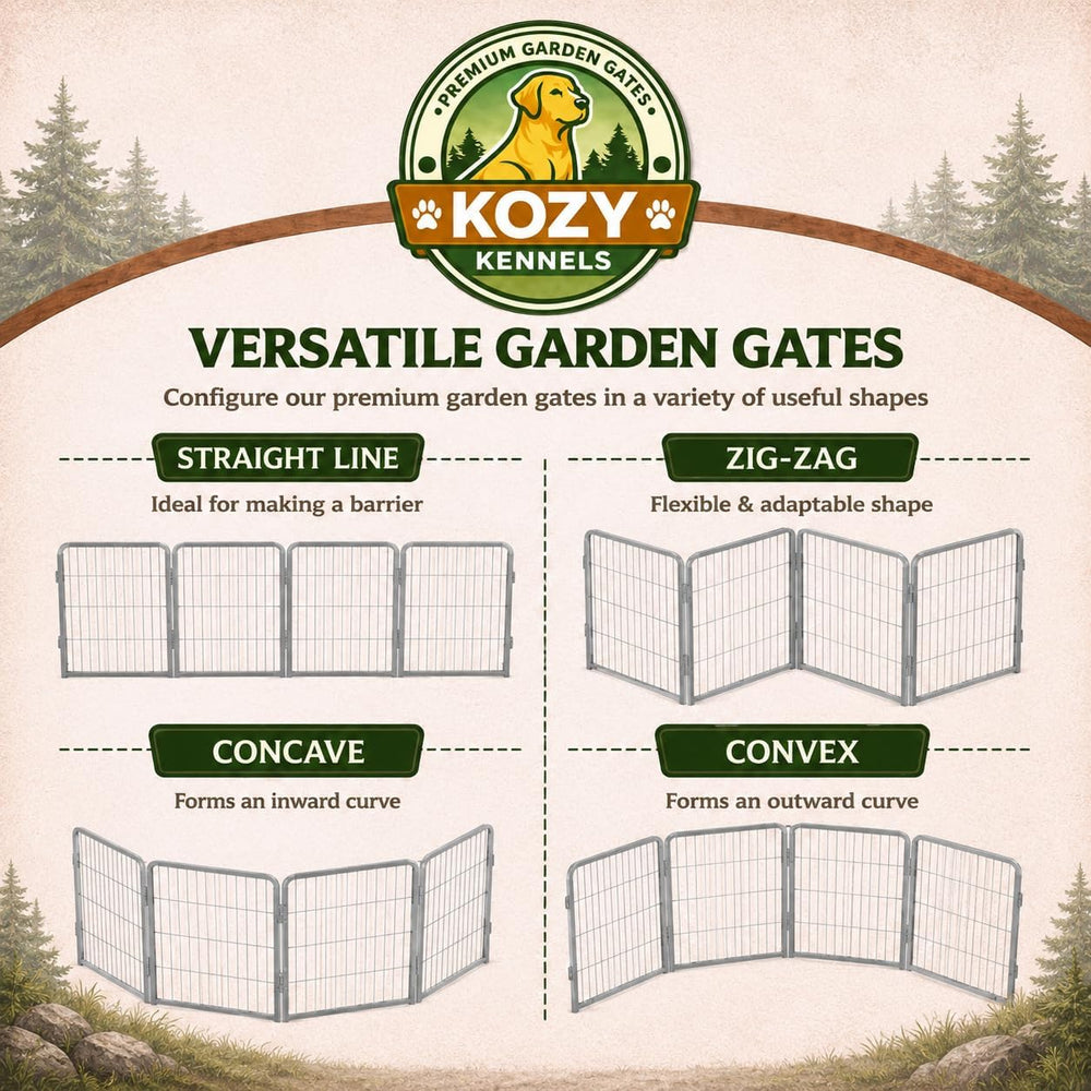 Decorative Outdoor Garden Fence - 24in, 8 Panels - Grey Heavy Duty Metal Fenc...
