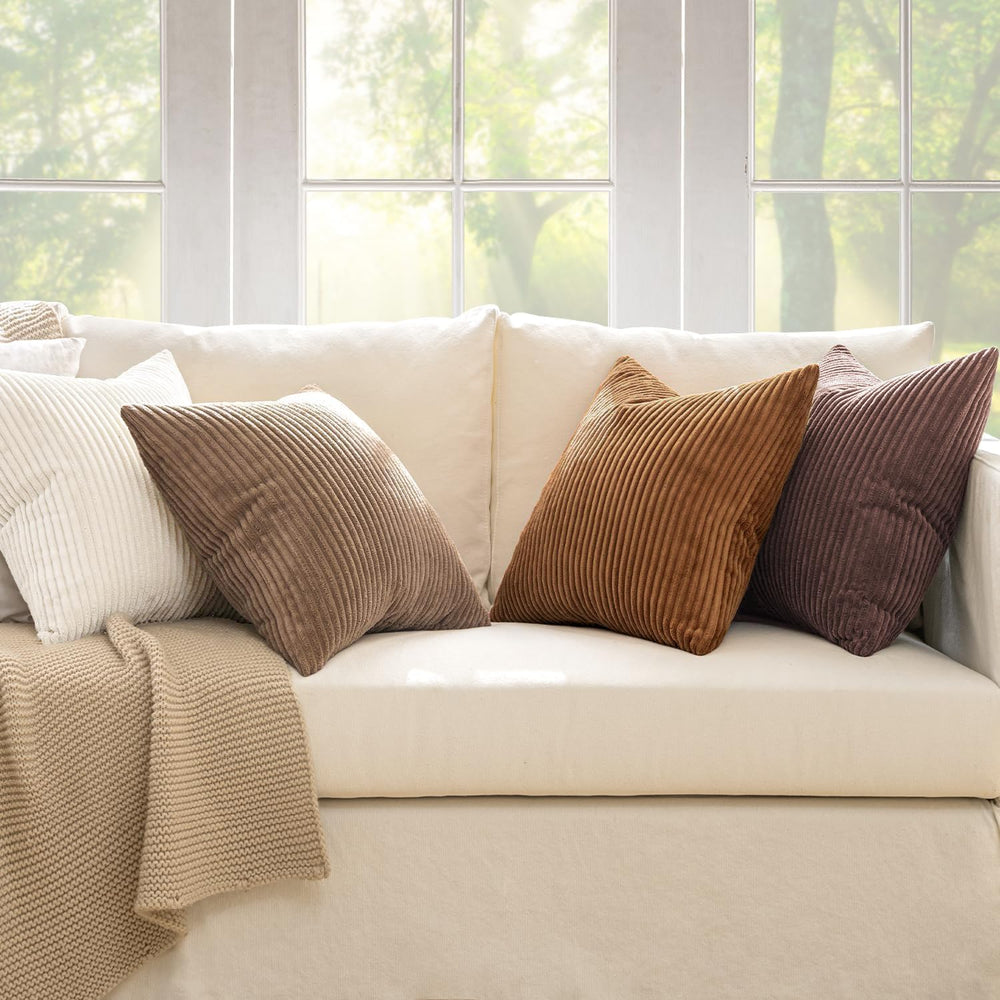 MIULEE Fall Corduroy Decorative Throw Pillow Covers Brown Series 20x20