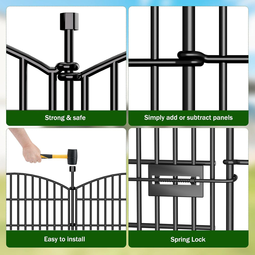 10 Panel No Dig Decorative Garden Fence with Gate 32"H x 23.6'L Dog ...
