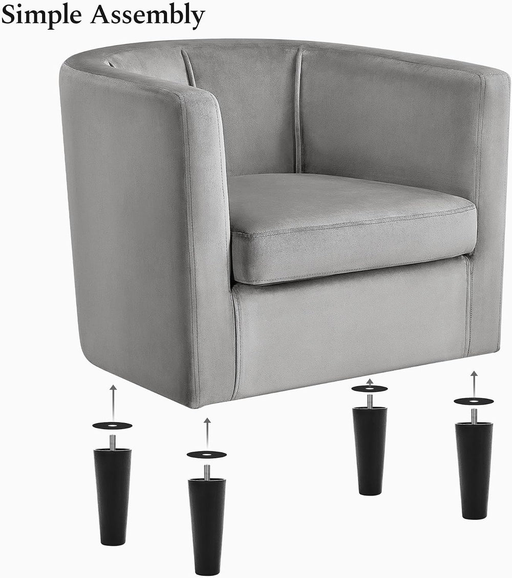 Yaheetech Barrel Accent Chair, Upholstered Modern Armchair, Gray