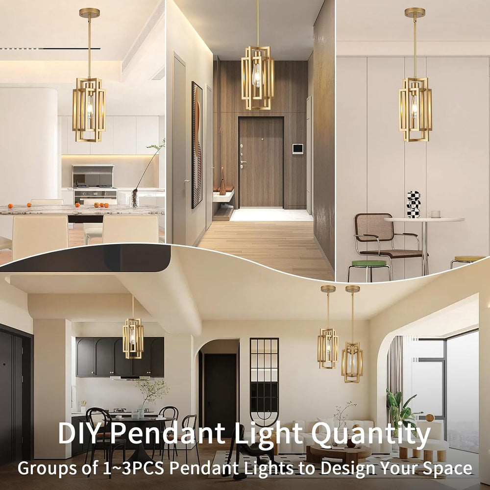Farmhouse Pendant Light Fixtures, Gold Modern Pendant Lights 59'' Adj...