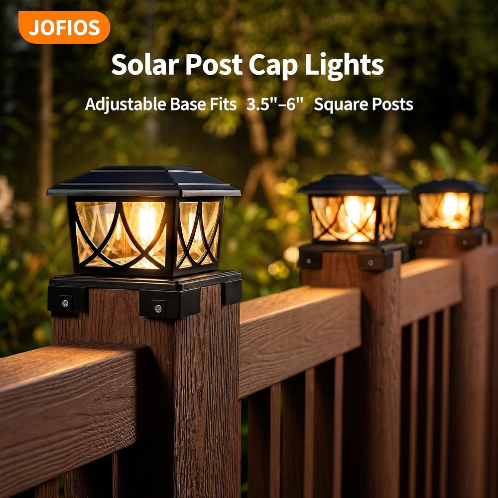JOFIOS Solar Post Lights Outdoor 8pack, Adjustable Base Fits 3.5"–6"...