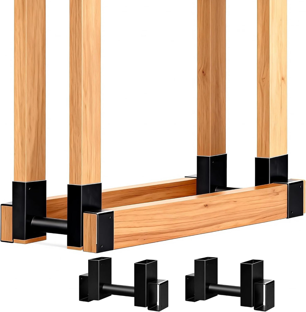 AMAGABELI GARDEN & HOME Set of 2pack Firewood Rack Brackets Outdoor Heavy...