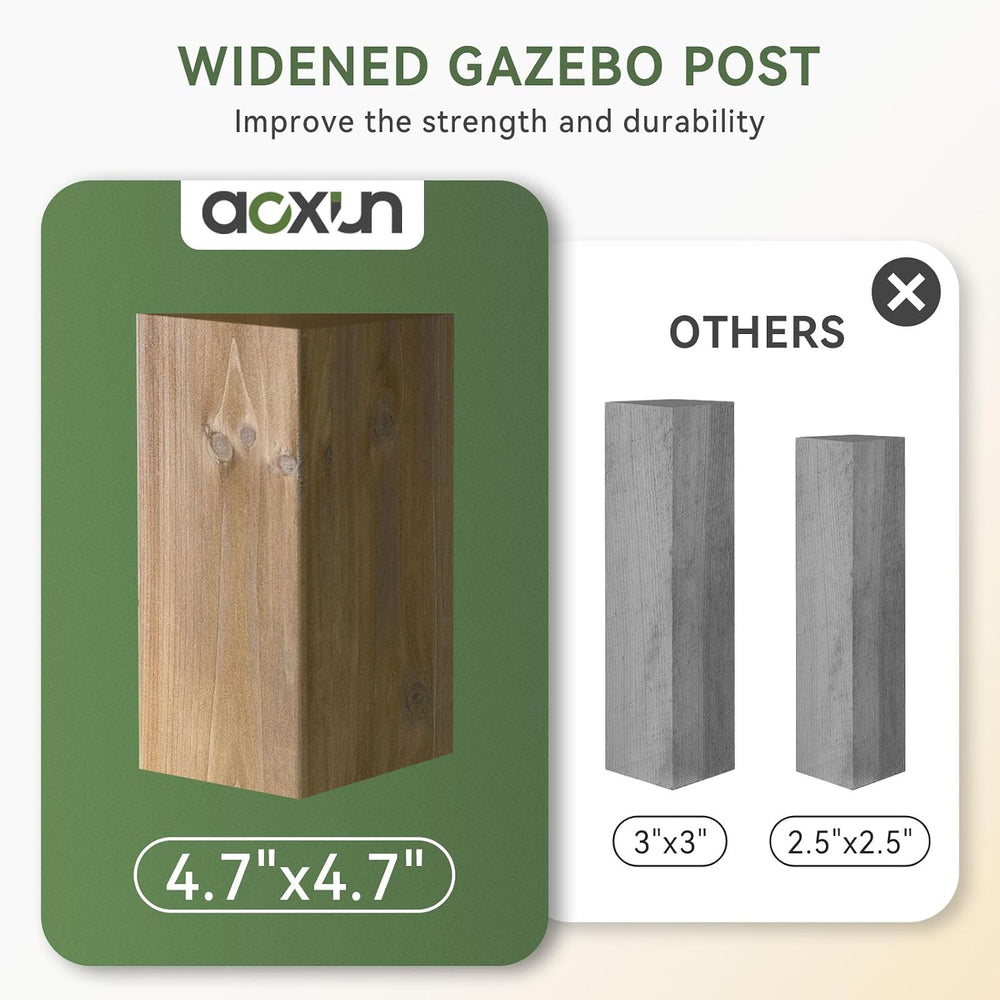 Aoxun 10' x 12' Cedar Wood Gazebo with Double Galvanized Steel Roof, ...