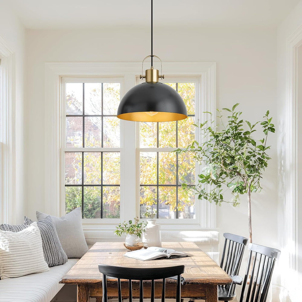 12 Inch Farmhouse Pendant Lights, Black, 3 Pack