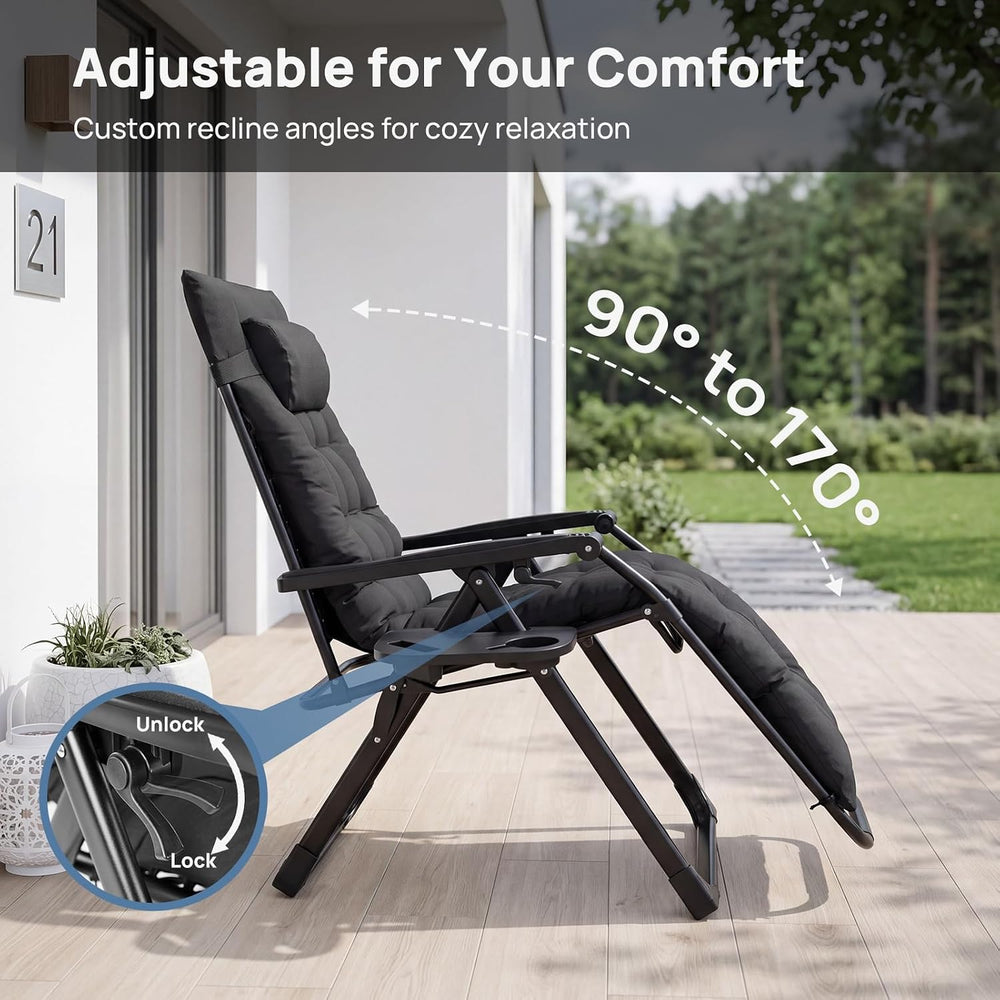DUMOS Zero Gravity Chairs Set of 2, Lounge Chair Outdoor with Cup Holder