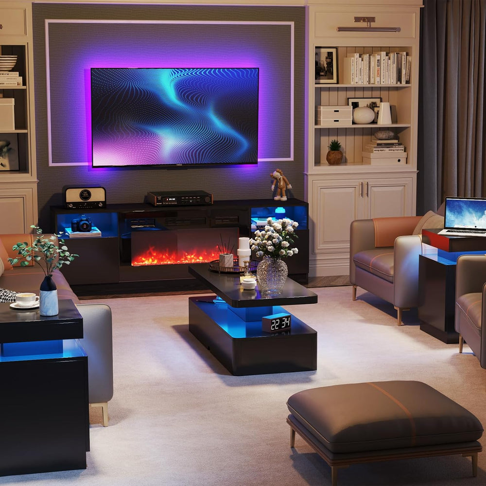 oneinmil Modern LED Coffee Table, 40" Living Room Tables with 16 Colors ...