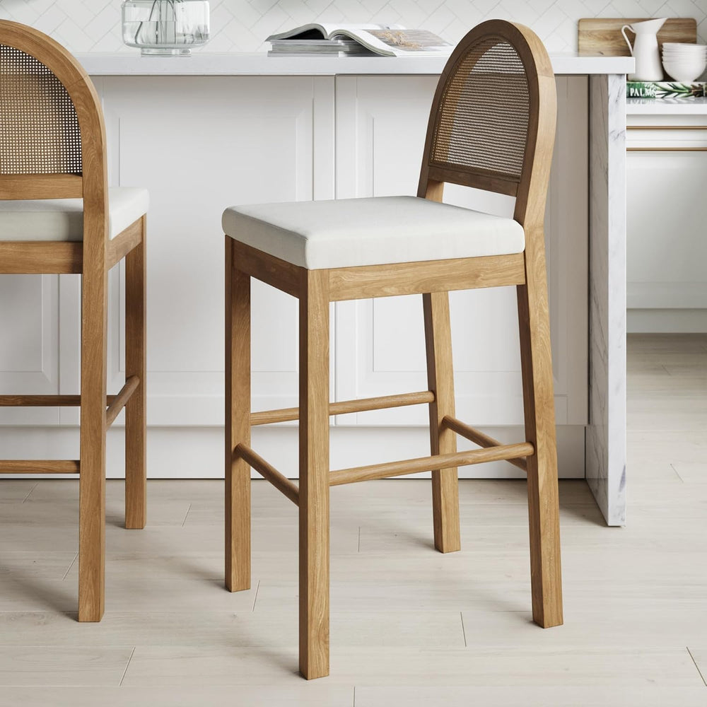 Nathan James Bailey 29 in. Boucle Bar Stool with Back, Bar Height Chair with ...
