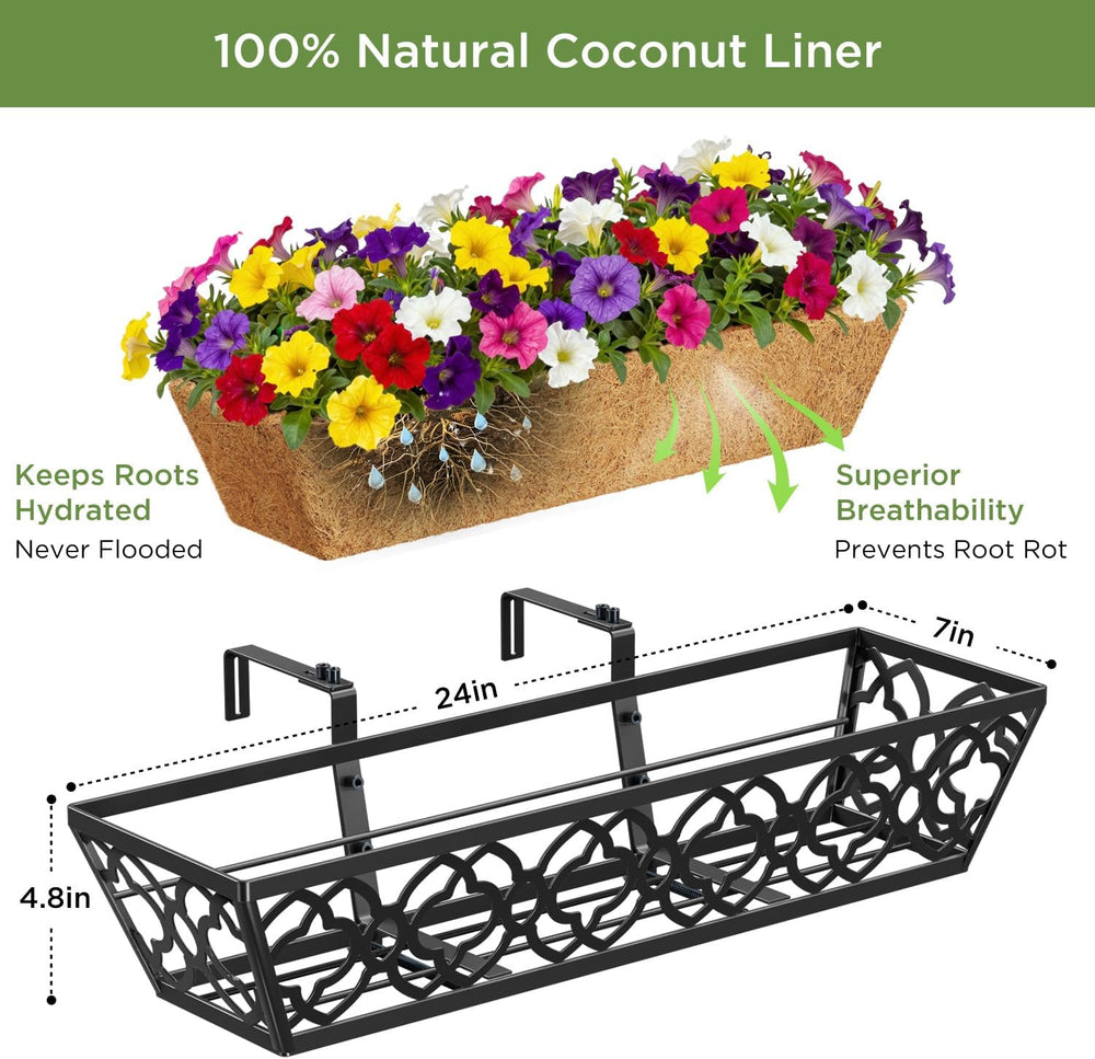 Y&M Deck Railing Planter Boxes, Adjustable Balcony Planter for Outdoor Pl...
