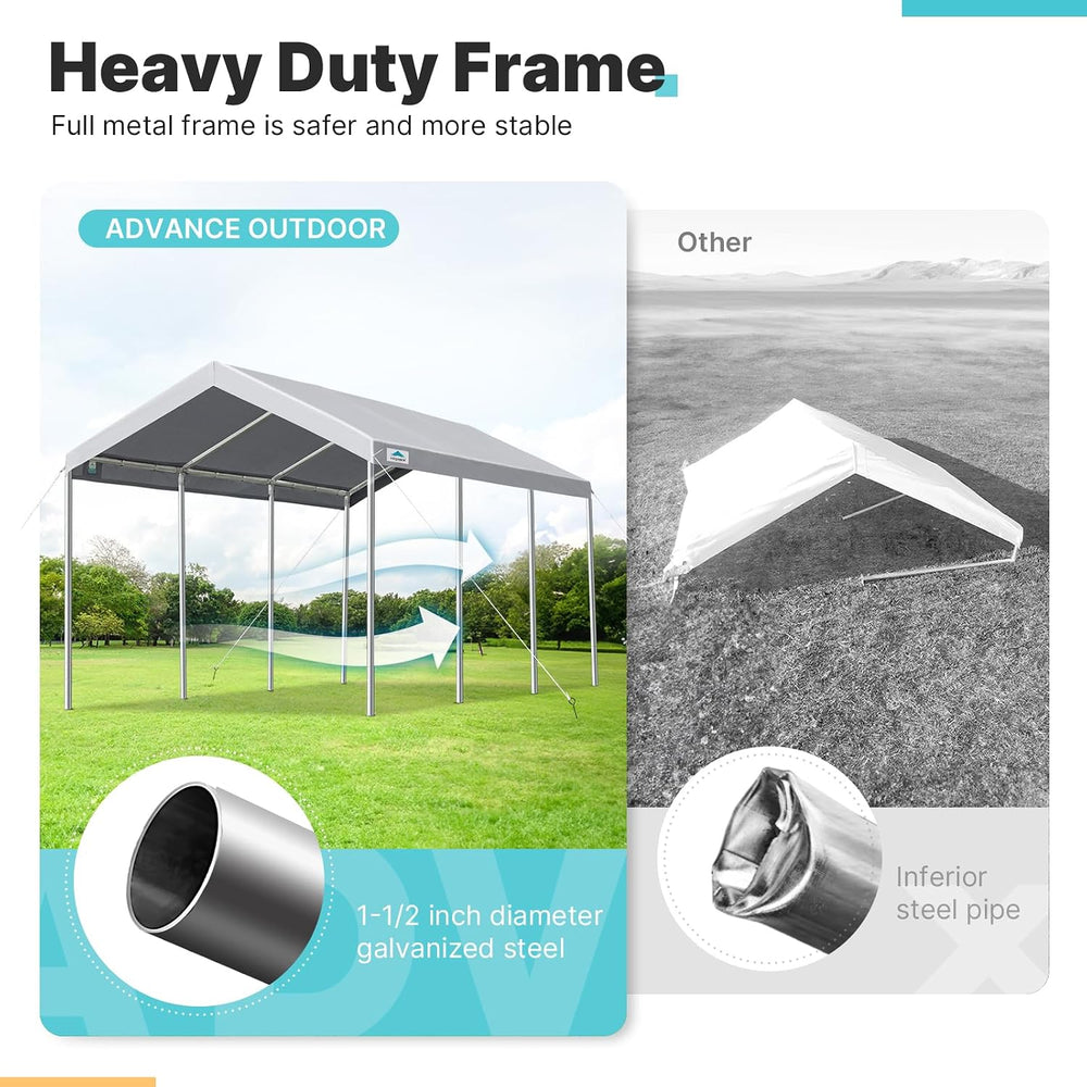 ADVANCE OUTDOOR 10x20 ft Heavy Duty Carport Potable Car Canopy Garage Party T...