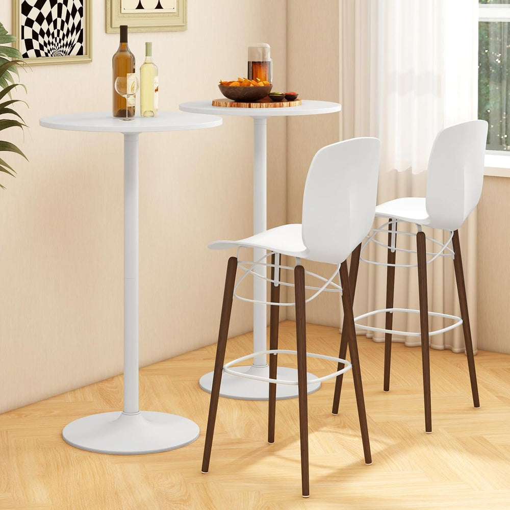 COSTWAY Round Bistro Table, Height Adjustable Bar Height Cocktail Table