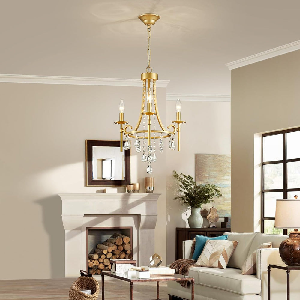 Small Crystal Chandelier, 3-Lights Modern Crystal Chandeliers for Dinning Roo...