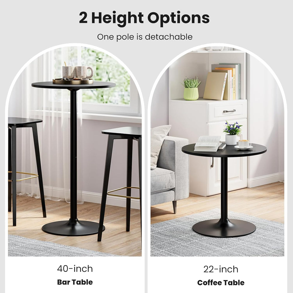 ERGOMASTER Cocktail Table,Two-in-one Modern Style Standing Circular Bar Table...