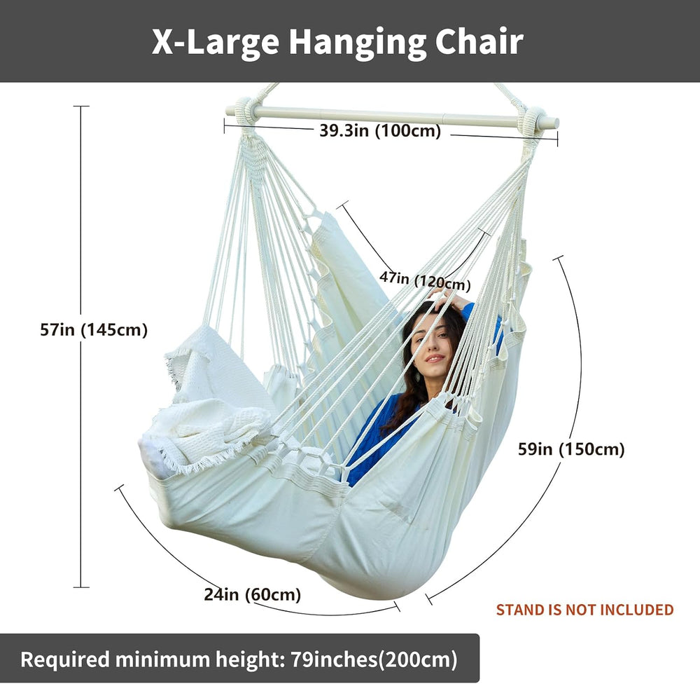 CHULIM Hanging Hammock Chair Swing MAX 500 lbs Outdoor Hanging Chair with Foo...
