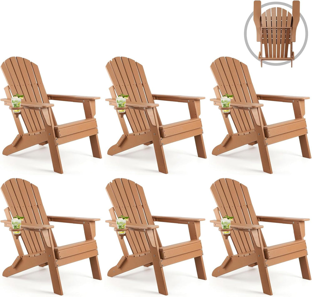 FUNBERRY Oversized Folding Adirondack Chair Set of 6, Fire Pit Chair 400LBS