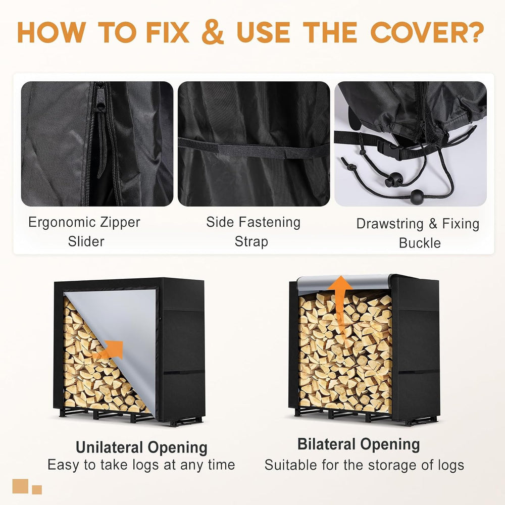 4ft Firewood Rack Outdoor with Waterproof Widened Cover