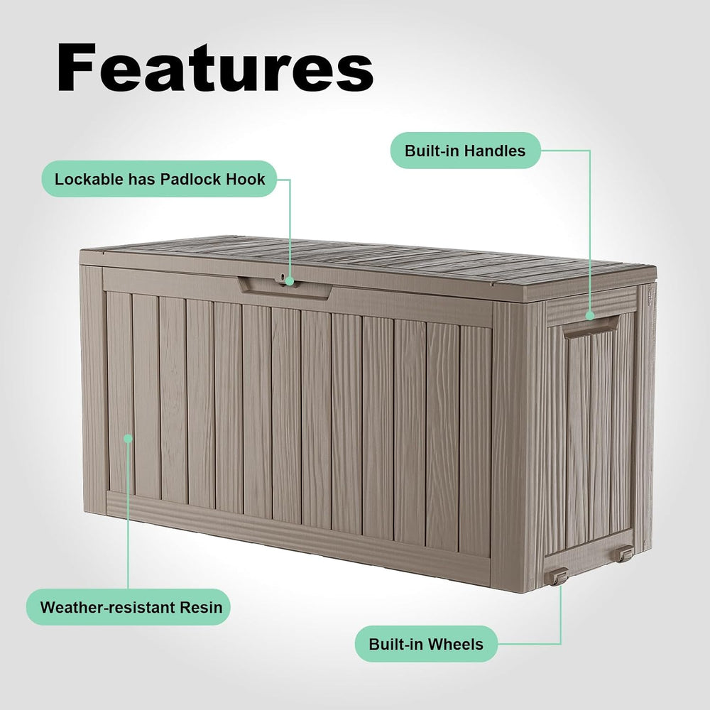 PatioZen 75 Gallon Outdoor Deck Box,Waterproof Resin Outdoor Storage Boxes, O...