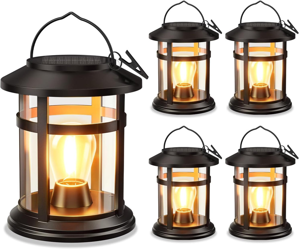 Solar Lantern Outdoor Waterproof, 4 Pack Bright Hanging Solar Lights for Outs...