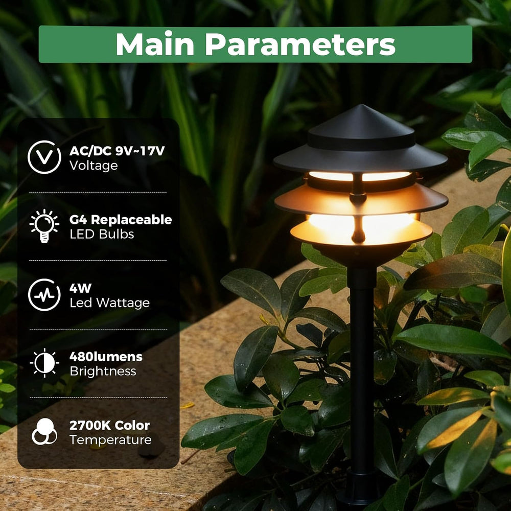 Gardencoin Pagoda Low Voltage Landscape Pathway Lights, 12V Outdoor LED Path ...