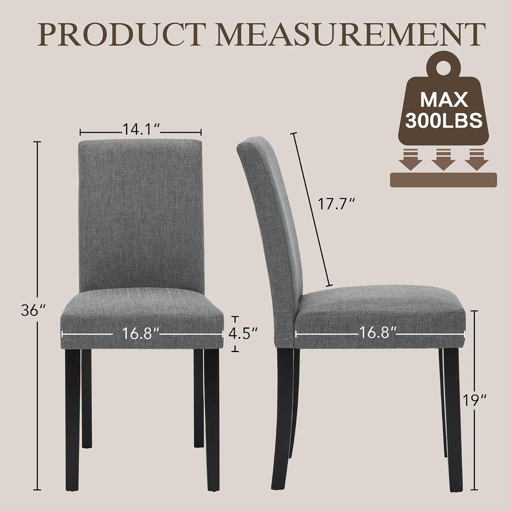 LSSBOUGHT Modern Dining Chair Set of 2 Urban Style Linen Kicthen Chairs with ...