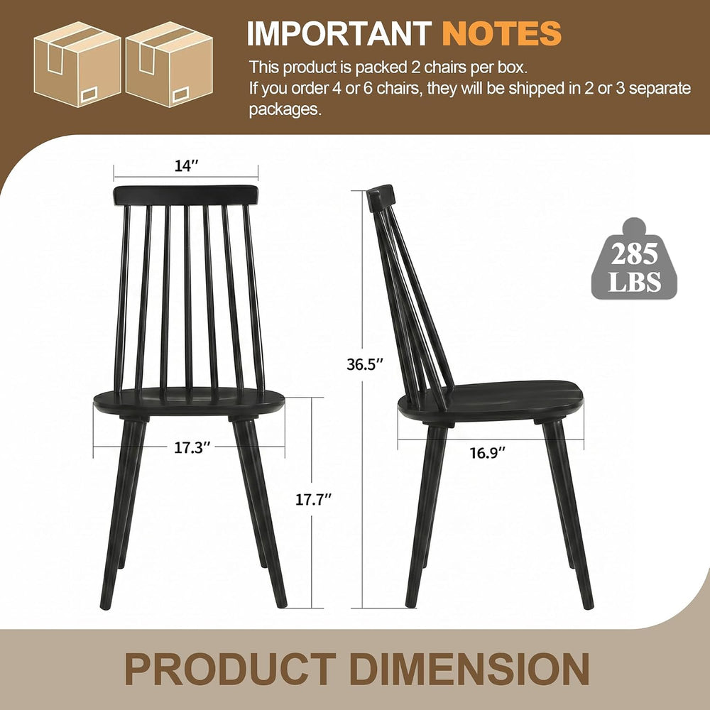 DUHOME Dining Chairs Set of 4 Wood Dining Room Chair Black Spindle Side Kitch...