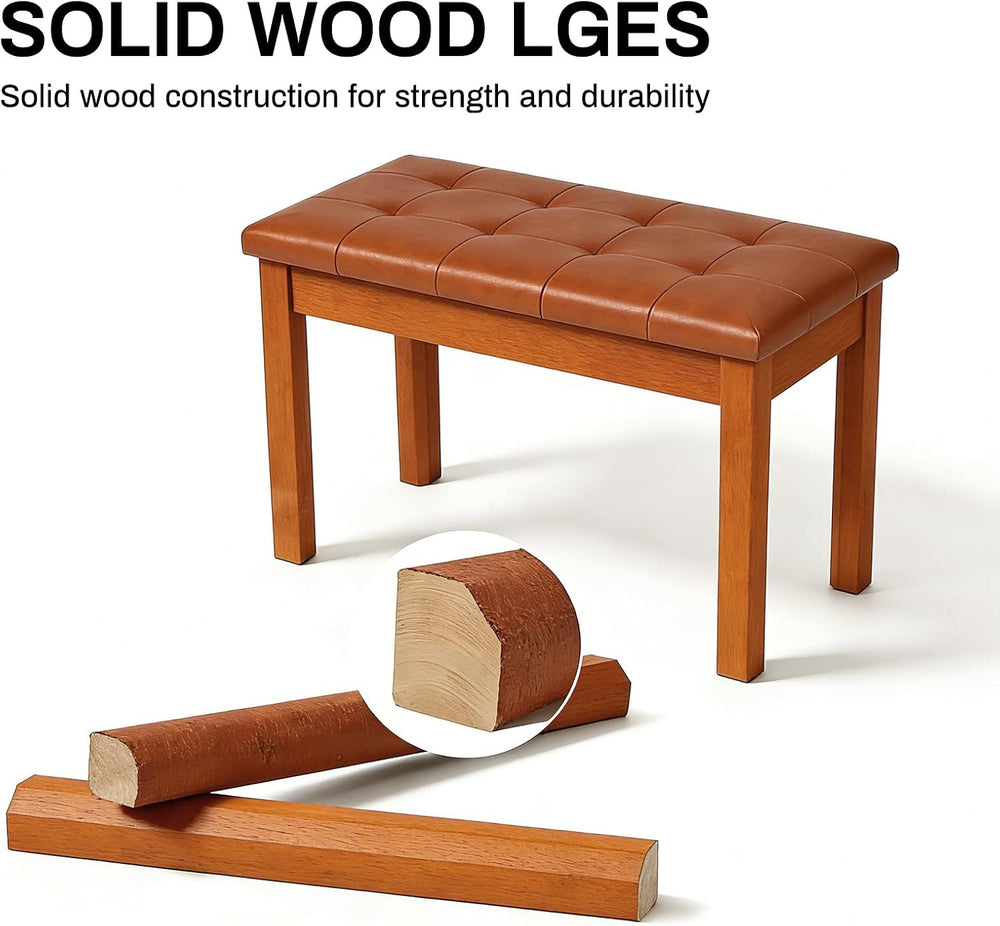 AODSK Solid Wood Duet Piano Bench with Storage, Double Keyboard Piano Benches...