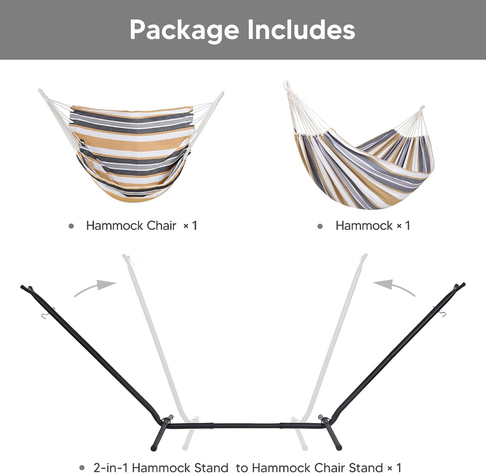SUNCREAT 2-in-1 Convertible Large Hammocks for Outside, Coffee & White