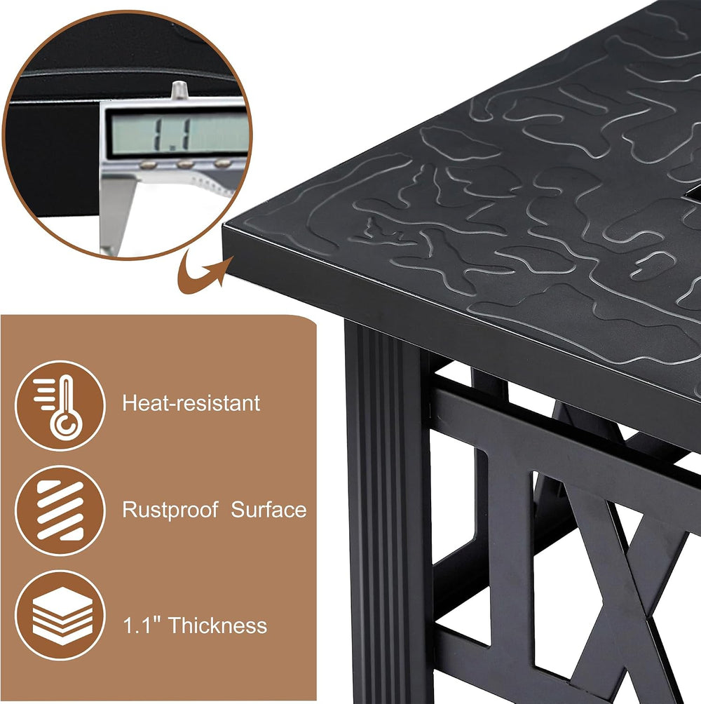 VECELO Propane Fire Pit, 30 Inch Outdoor Gas Fire Table, Square Firepit