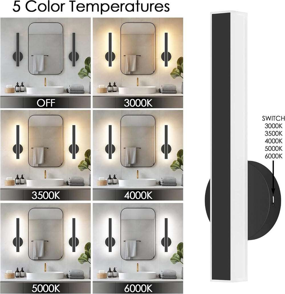 Aipsun Black Wall Sconce Hardwired Modern LED 18W Wall Sconce Set of Two, 15....