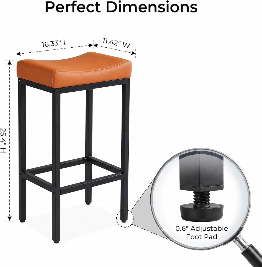 Counter Height Bar Stools Set of 2, Faux Leather 24 Inch Barstool