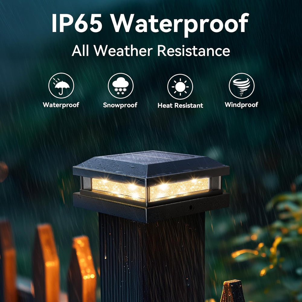 Brightever 4x4 5x5 Solar Post Cap Lights Outdoor 12-Pack Black