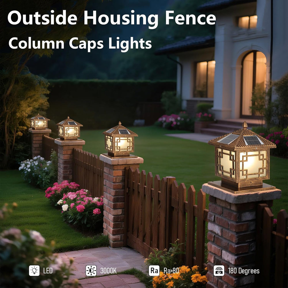 Solar Post Lights Outdoor Waterproof Gate Post Mount Lights with Solar LED