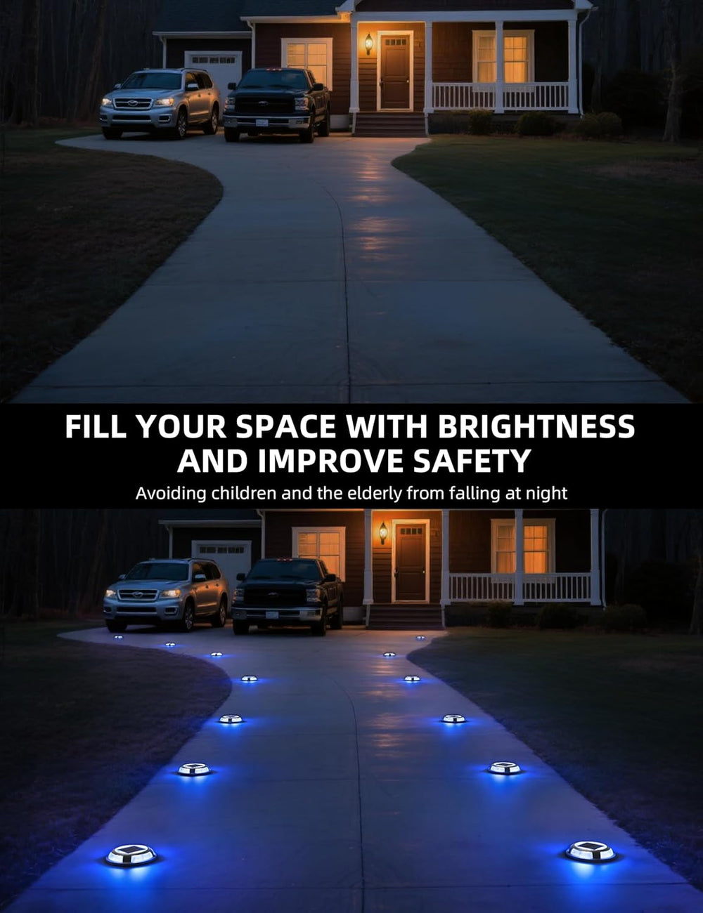 VOLISUN Solar Driveway & Deck Lights 12 Pack Dock Marine Ground LED Lights
